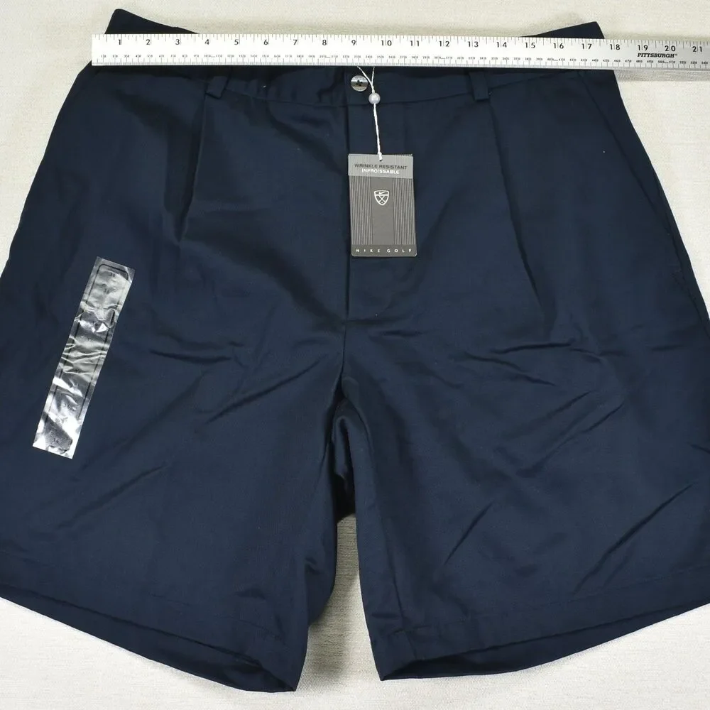 NWT Nike Golf Shorts Navy Blue Pleated Front Mens 36 NOS Deadstock Y2K 2004 Vtg